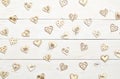 Hearts on wooden background