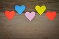 Hearts on Wooden Texture. Valentines Day background