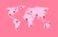 hearts world map in Valentine\'s Day. love around the world.