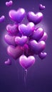 Heartshaped Balloons Plum Purple Birth Day Celebration Greeting Card Design. Generative AI Royalty Free Stock Photo