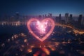 HeartShaped Lights Illuminating Urban