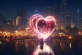 HeartShaped Lights Illuminating Urban