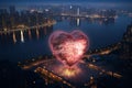 HeartShaped Lights Illuminating Urban