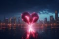 HeartShaped Lights Illuminating Urban