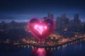 HeartShaped Lights Illuminating Urban