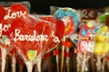 Heartshaped lollipops in Barcelona, Spain Royalty Free Stock Photo