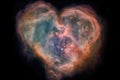 heartshaped nebula with streaks of pastel colors