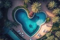 The Heartshaped Pool At The Hotel Top View. Generative AI