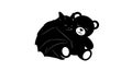 Cute Bat and Teddy Bear Cuddle Silhouette Illustration Royalty Free Stock Photo