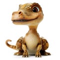 A heartwarming 3D illustration of a baby dinosaur with big, soulful eyes