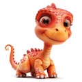 A heartwarming 3D illustration of a baby dinosaur with big, soulful eyes