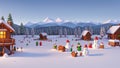 A heartwarming 3D scene of a snowy landscape