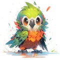 heartwarming depiction of a vibrant parrot character japanese cute manga style by AI generated