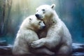 Polar Bear Couple Hugging each other