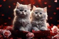 Heartwarming feline love A kitten cuddling a heart a scene of pure cuteness