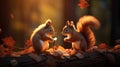 Heartwarming Harmony. Captivating Hedgehog and Squirrel Embrace Unveiled in Serene Natural Ambience