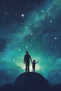 heartwarming illustration a father and his little boy share a beautiful dream of reaching