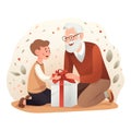 Grandfather and Grandson with Gift