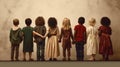 back of diverse culture children holding hands Royalty Free Stock Photo