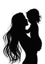 Heartwarming mother and child silhouette illustration Royalty Free Stock Photo