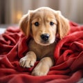 Golden Retriever Pup: Blanket Cuddles
