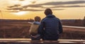 The Heartwarming Rest of a Father and Son Amidst Their Road Trip Adventures Royalty Free Stock Photo