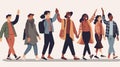 A group of people from different walks of life giving high-fives to each other created with Generative AI