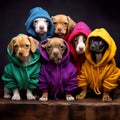 heartwarming scene, cute and curious dogs find a cozy haven under a warm clothes