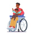Heartwarming Scene Disabled Father Character In A Wheelchair, Joyfully Navigating Life With His Little Child
