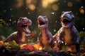 A heartwarming scene featuring a family of dinosaurs playing together, invoking a sense of joy and bonding in the prehistoric