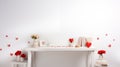 desk setup with love-themed decorations, creating a heartwarming workspace..AI Generated Royalty Free Stock Photo