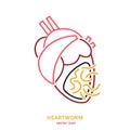 Heartworm disease in dogs and cats. Editable vector illustration