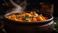 Hearty beef stew cooked in a clay pot generated by AI Royalty Free Stock Photo