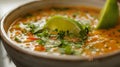 A hearty bowl of coconut lentil soup thickened with creamy coconut milk and finished with a squeeze of fresh lime