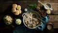 Hearty Breakfast Delight Drop Biscuits with Savory Sausage Gravy - Generative AI