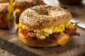 Hearty Breakfast Sandwich on a Bagel Royalty Free Stock Photo