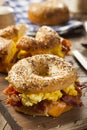 Hearty Breakfast Sandwich on a Bagel Royalty Free Stock Photo