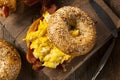 Hearty Breakfast Sandwich on a Bagel Royalty Free Stock Photo