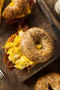 Hearty Breakfast Sandwich on a Bagel Royalty Free Stock Photo