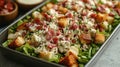 Hearty Caesar Salad with Croutons and Bacon Royalty Free Stock Photo
