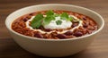 Hearty Chili with Ground Beef and Red Beans in a Bowl Royalty Free Stock Photo