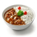 Delicious Japanese Curry Rice in White Bowl