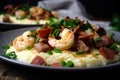 Hearty and Delicious Shrimp and Grits with a Sausage and Bacon Twist