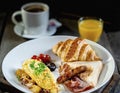 Hearty English lunch served with coffee and orange juice. Royalty Free Stock Photo