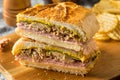 Hearty Homemade Cubano Pork Sandwich Royalty Free Stock Photo