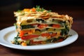 Hearty Layered vegetable pie. Generate Ai