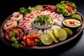 Hearty Peruvian ceviche platter. Generate ai