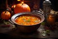 Hearty Pumpkin soup food. Generate Ai