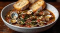 Hearty Seafood Stew with Bread Royalty Free Stock Photo