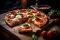 Hearty Slice rustic pizza. Generate Ai